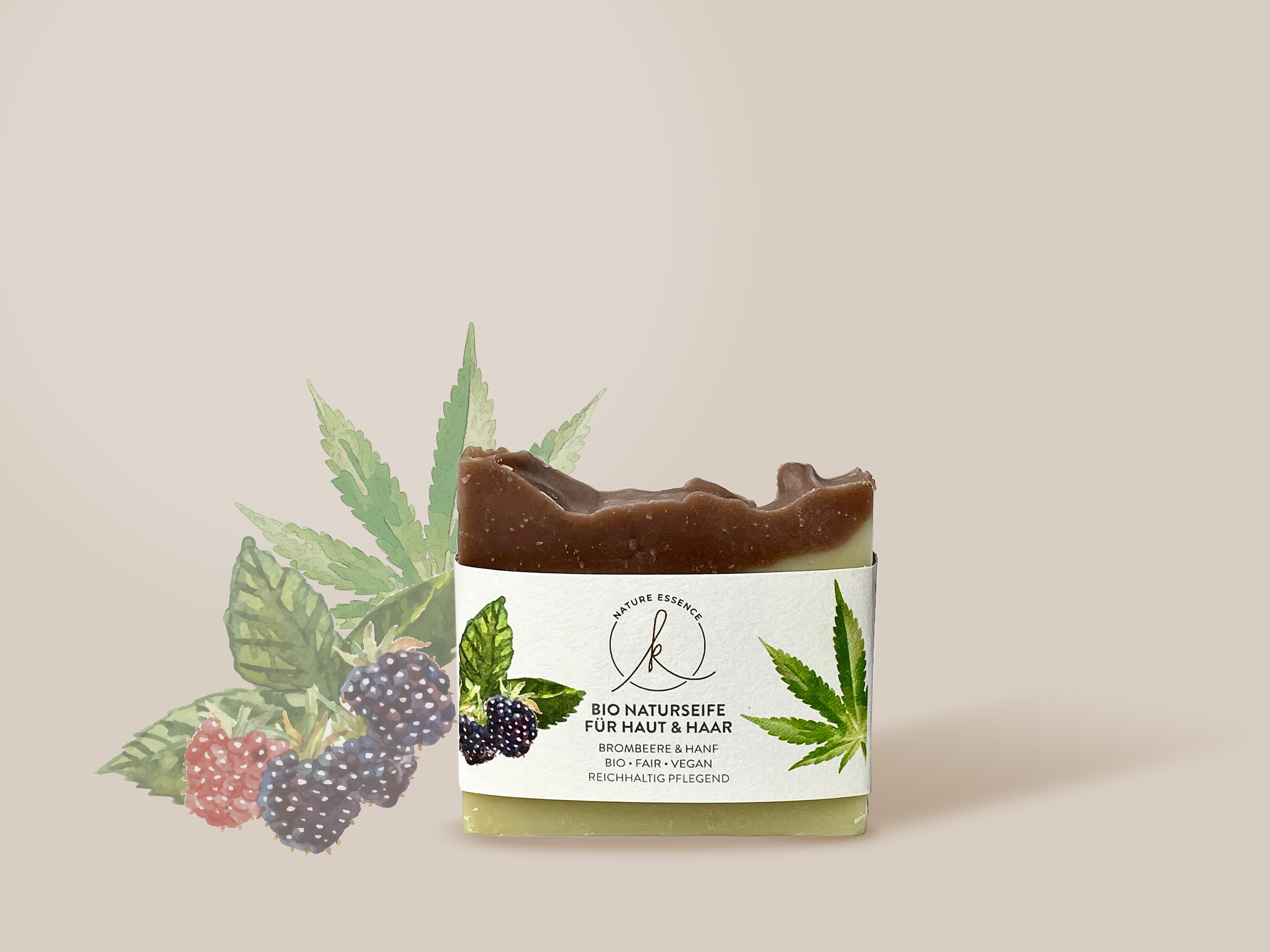 Naturseife für Haut & Haar - Brombeere & Hanf 